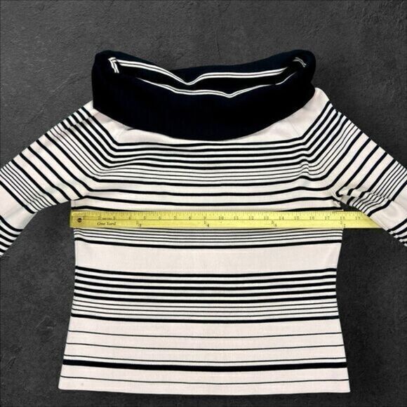 CYRUS Off The Shoulder Sweater Womens L Pink Black Trim Business Casual Pullover - Picture 6 of 13